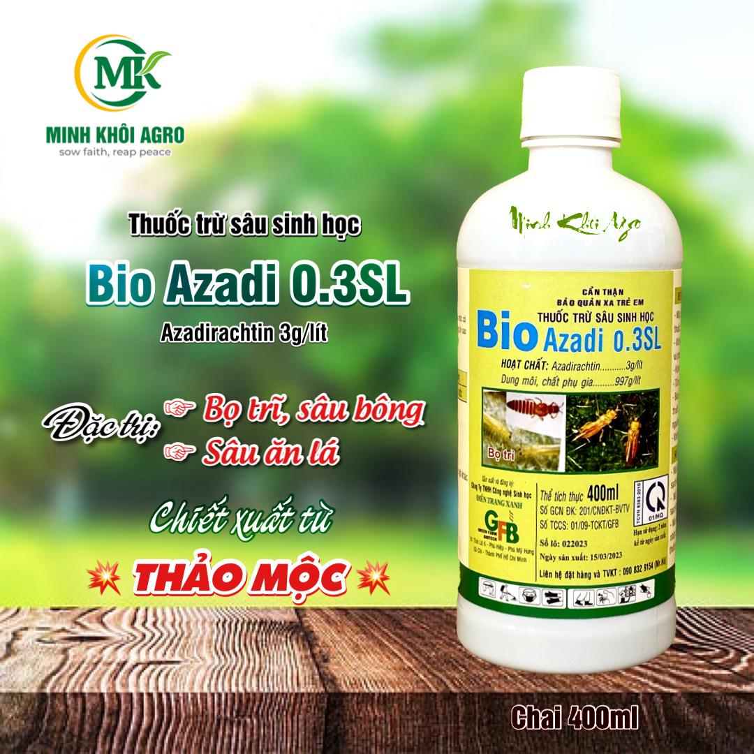 Thuốc trừ sâu gốc thảo mộc Bio Azadi 0.3SL - Chai 400ml